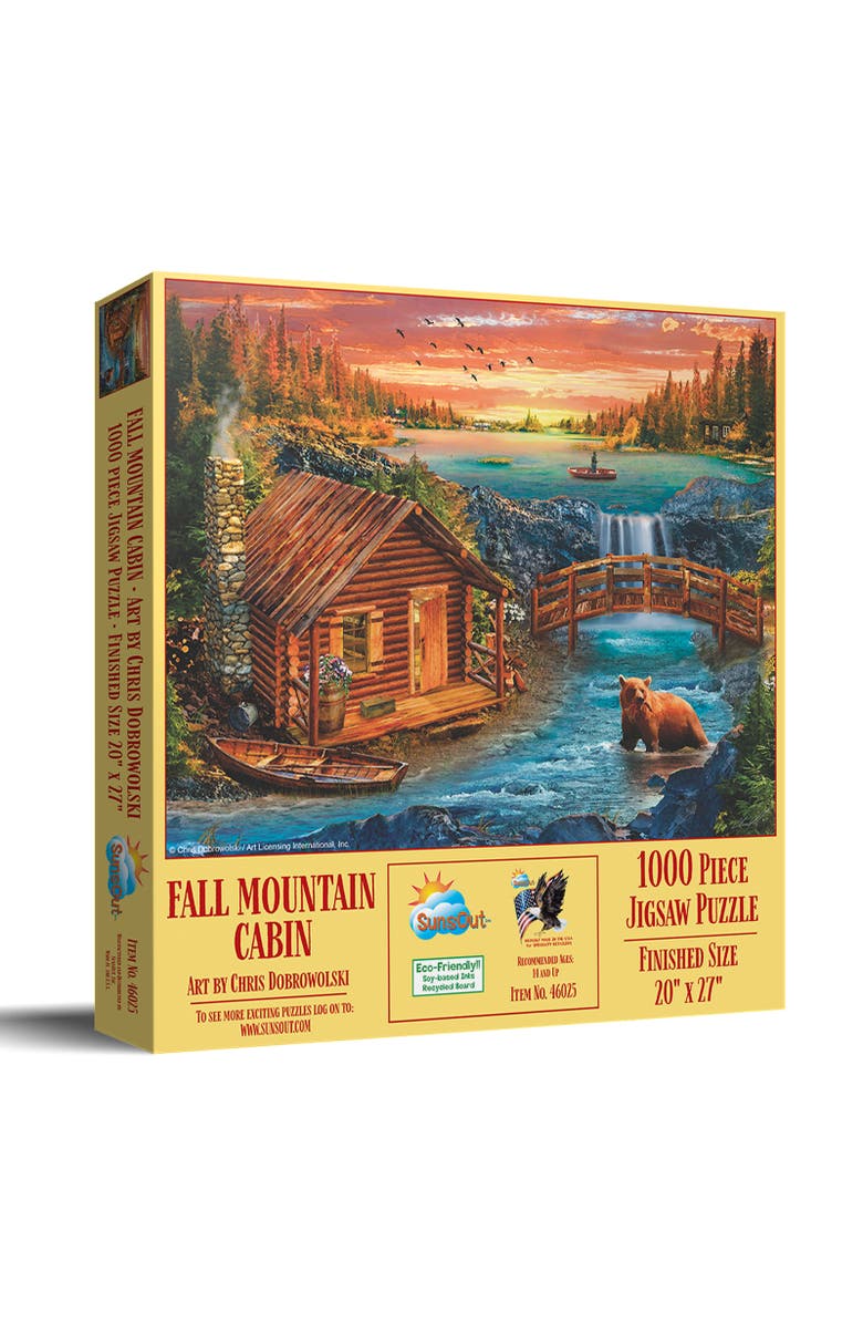 Sunsout Fall Mountain Cabin 1000 piece Jigsaw Puzzle for Adults, Main, color, Multicolor