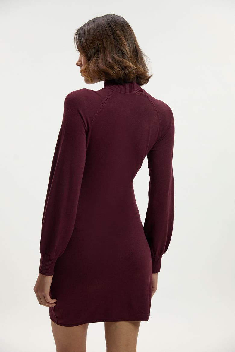 Viscose Blend Popper Knit Mini Dress, Alternate, color, Burgundy