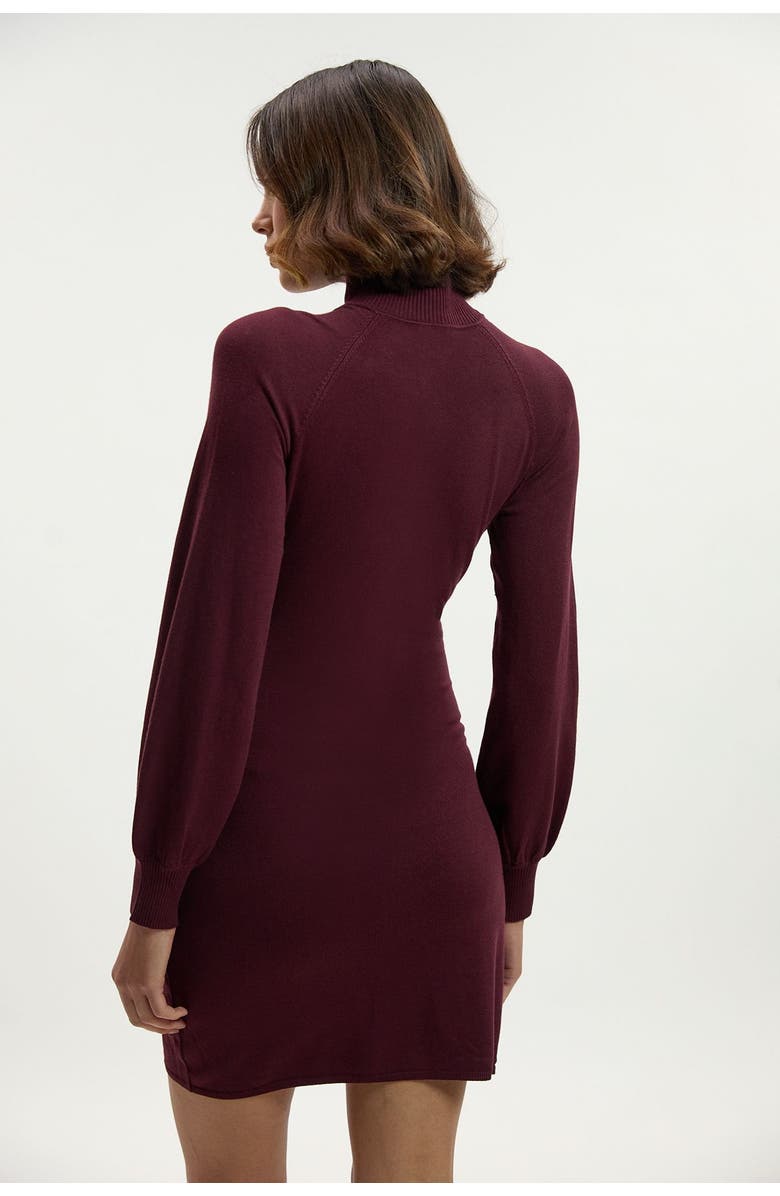 Karen Millen Viscose Blend Popper Knit Mini Dress, Alternate, color, Burgundy