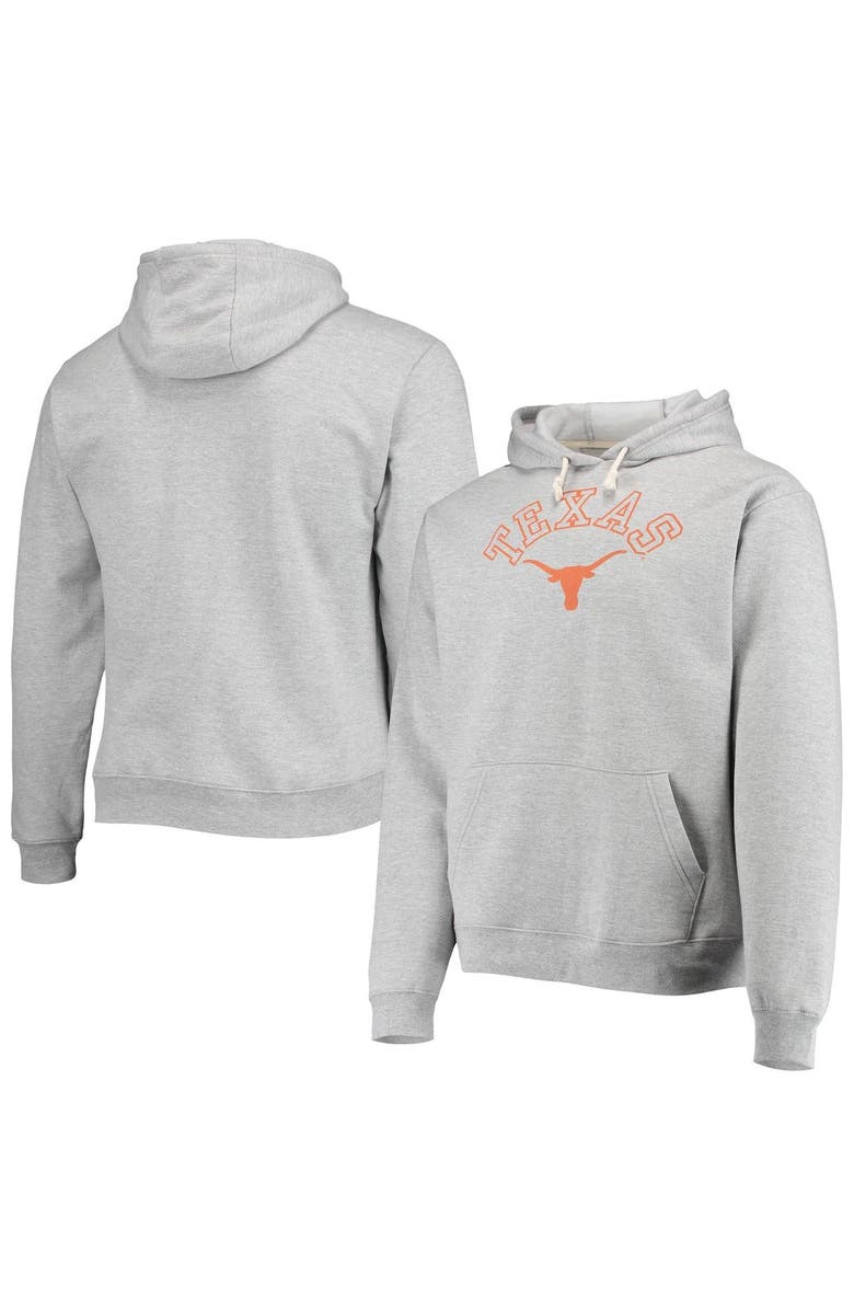 LEAGUE COLLEGIATE WEAR Men's League Collegiate Wear Heathered Gray Texas Longhorns Seal Neuvo Essential Fleece Pullover Hoodie, Alternate, color,