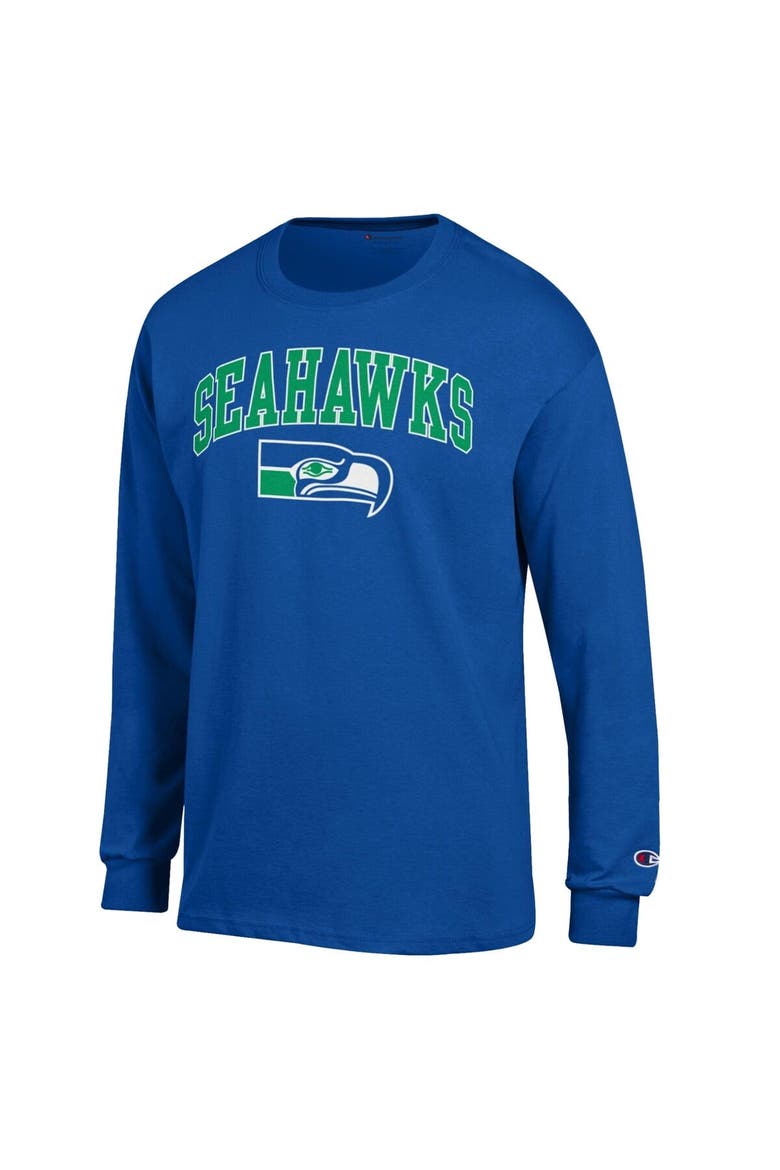 Men's Champion Royal Seattle Seahawks Arch Over Logo Long Sleeve T-Shirt, Alternate, color, Royal