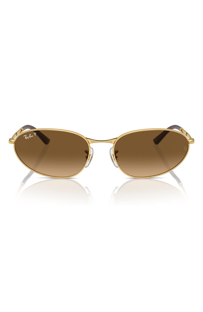 Ray-Ban 59mm Gradient Polarized Irregular Sunglasses, Main, color, Gold Flash