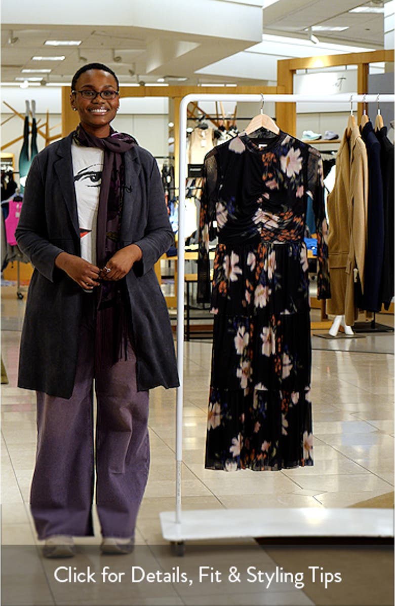 Tiered Ruffle Floral Print Long Sleeve Dress, sales video thumbnail