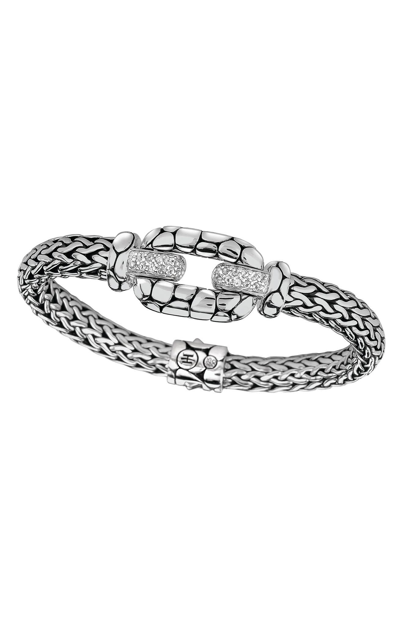John Hardy Kali Sterling Silver Pave White Topaz Rope Chain Bracelet ...