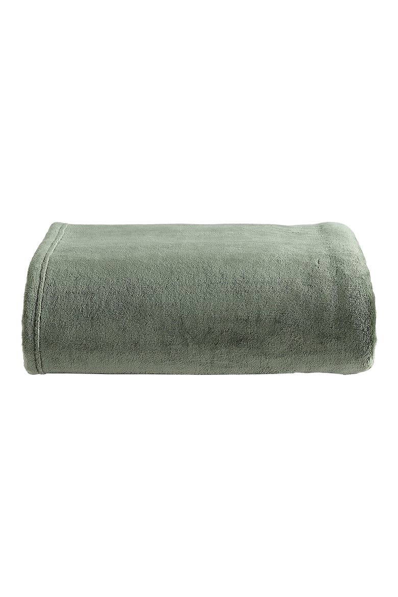 Ultra Lux Plush Solid Throw Blanket, Main, color, DARK GREEN