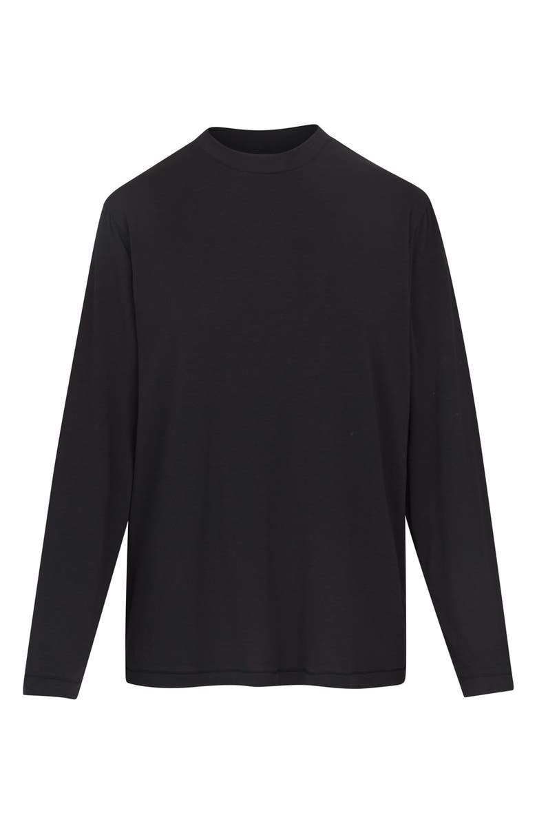 SKIMS Boyfriend Long Sleeve T-Shirt, Alternate, color, Onyx
