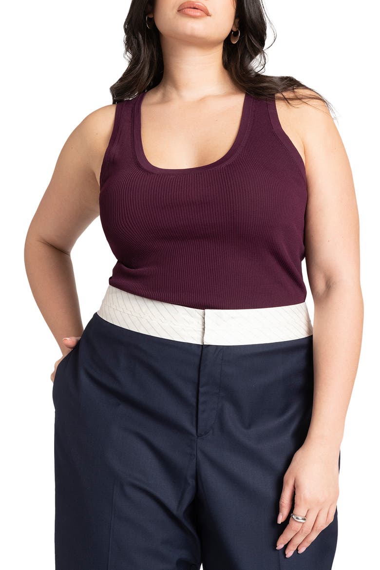 Scoop Neck Rib Tank, Main, color, POTENT PURPLE