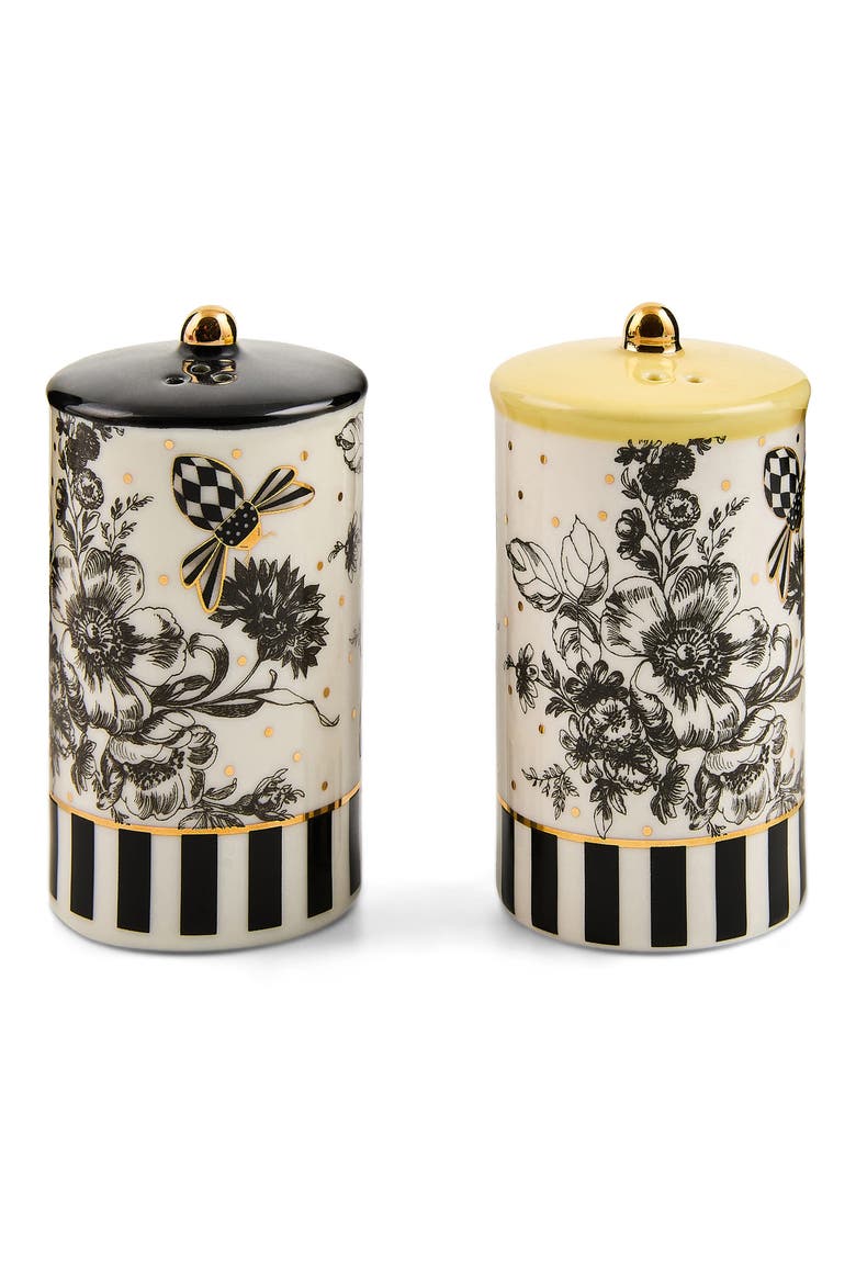 Bee Toile Salt & Pepper Shaker Set, Main, color, WHITE