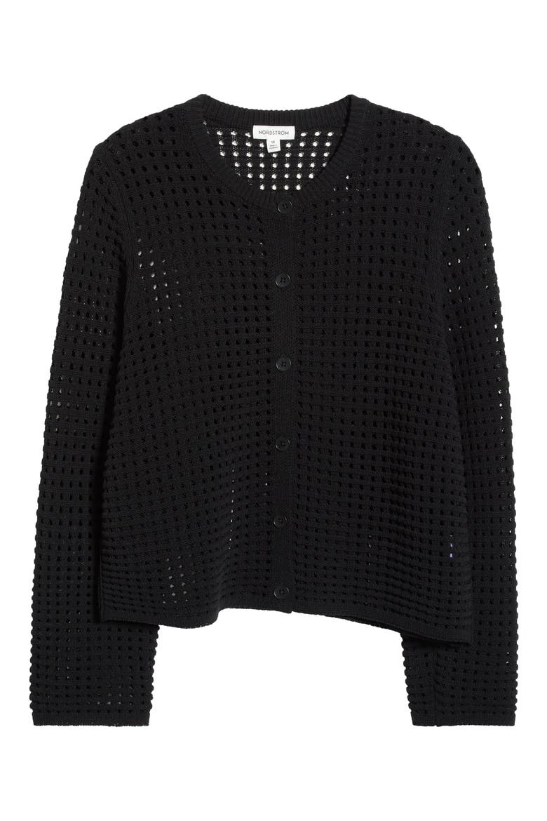 Open Stitch Cardigan, Alternate, color, BLACK