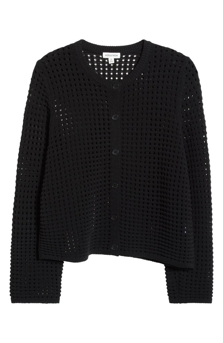 Nordstrom Open Stitch Cardigan, Alternate, color, Black