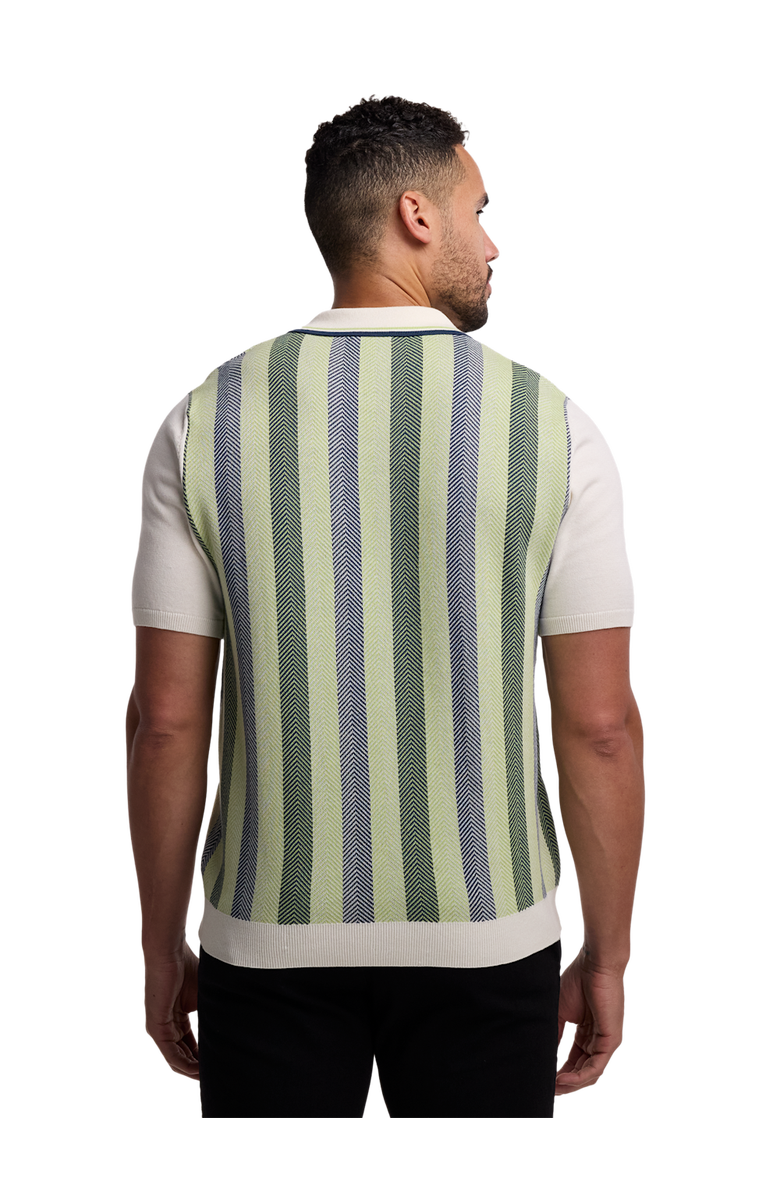 Paul Fredrick Cotton Three Button Polo Short Sleeve, Alternate, color, Green Multi