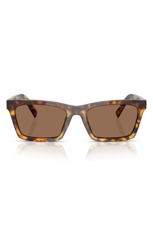 Miu Miu 55mm Rectangular Sunglasses In Dark Brown