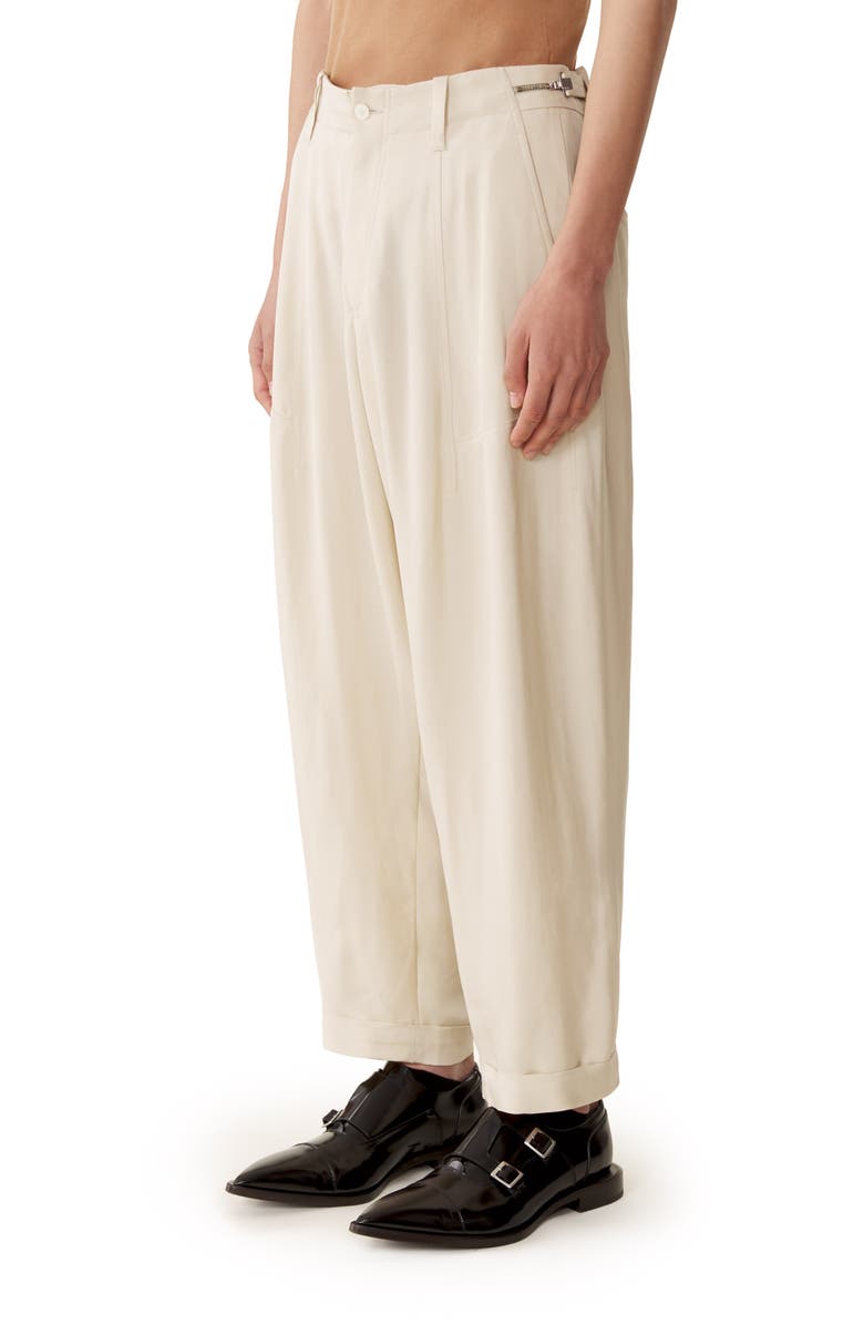 Lanvin Loose-Fit Pants In Viscose, Alternate, color, Milk