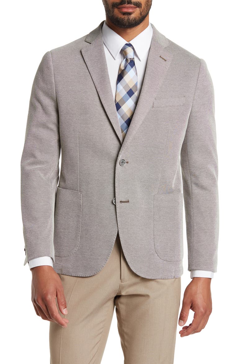 Grey Knit Blazer, Main, color, GREY