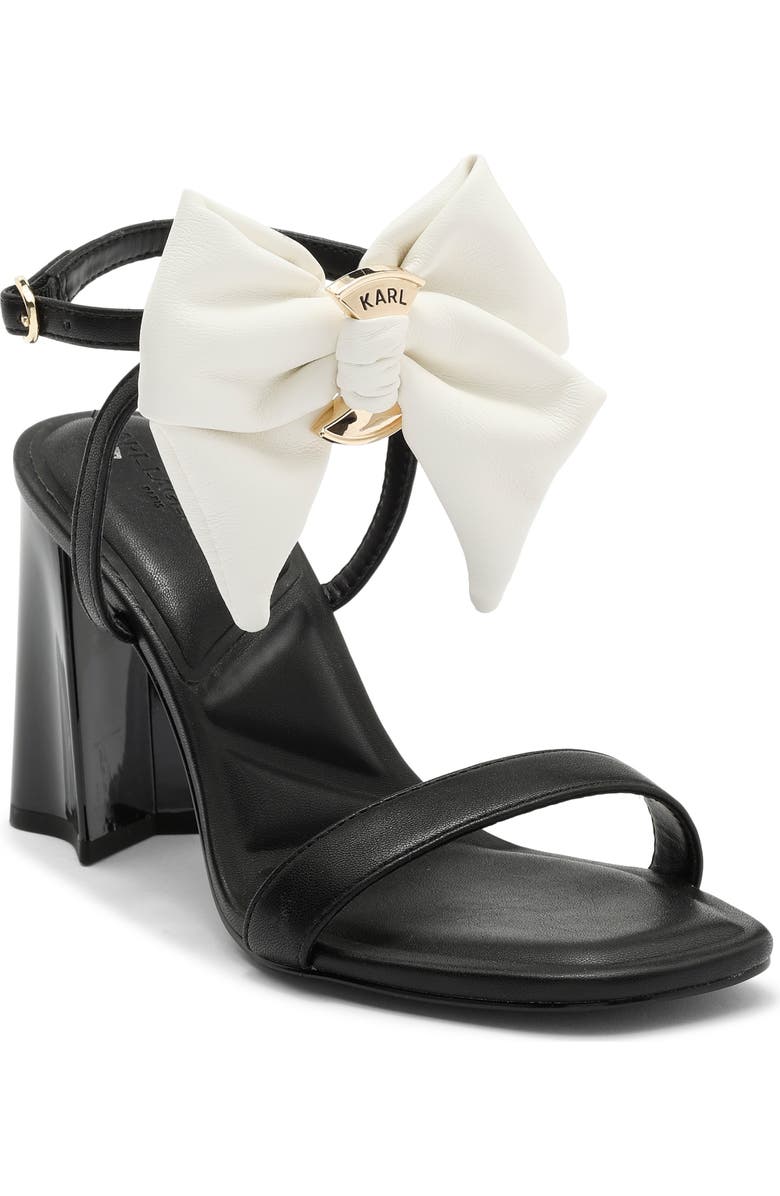 KARL LAGERFELD PARIS Sashira Bow Sandal, Main, color, Black/ Bright White