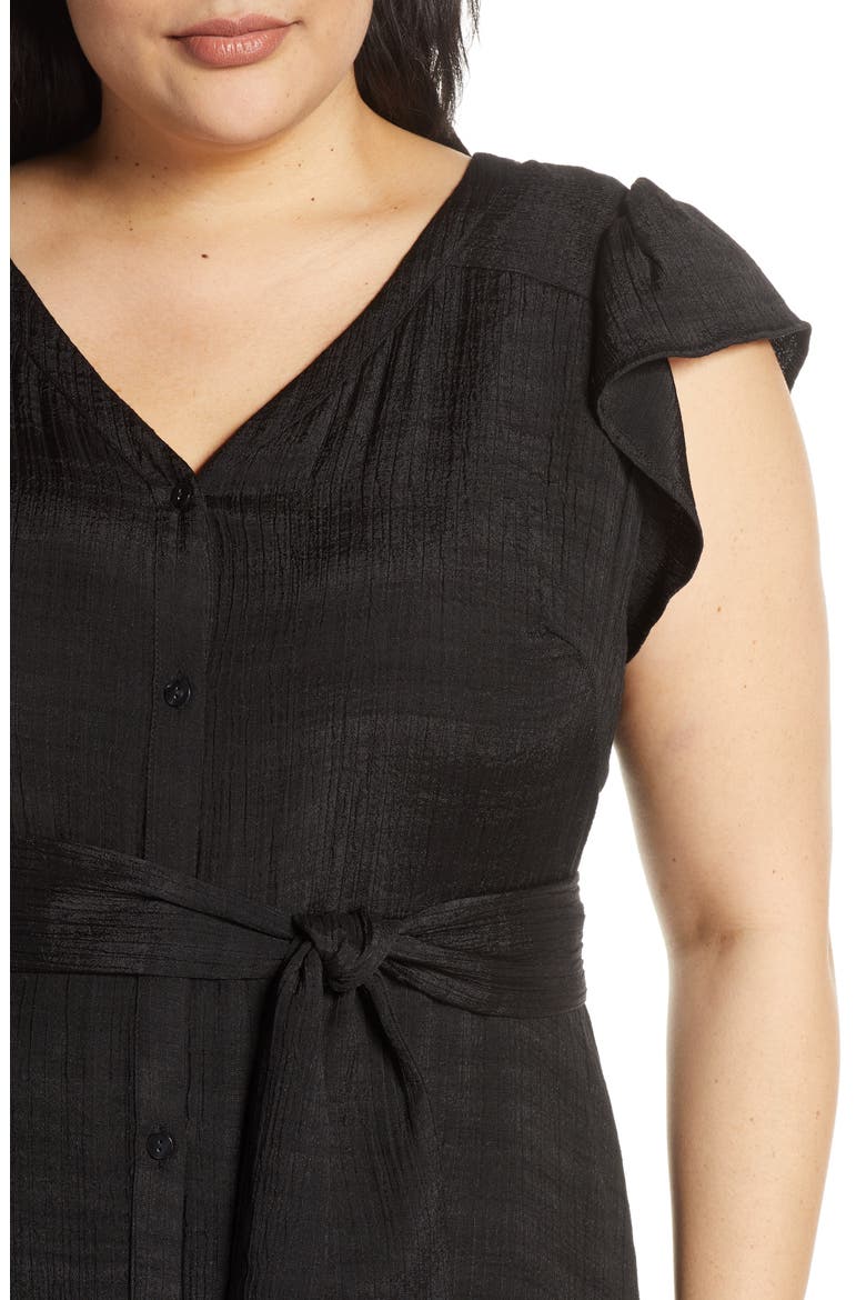 Asymmetrical Ruffle Fit & Flare Dress, Alternate, color, RICH BLACK