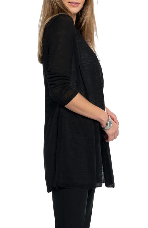 NIC + ZOE NIC+ZOE OPEN FRONT LINEN BLEND LONG CARDIGAN 