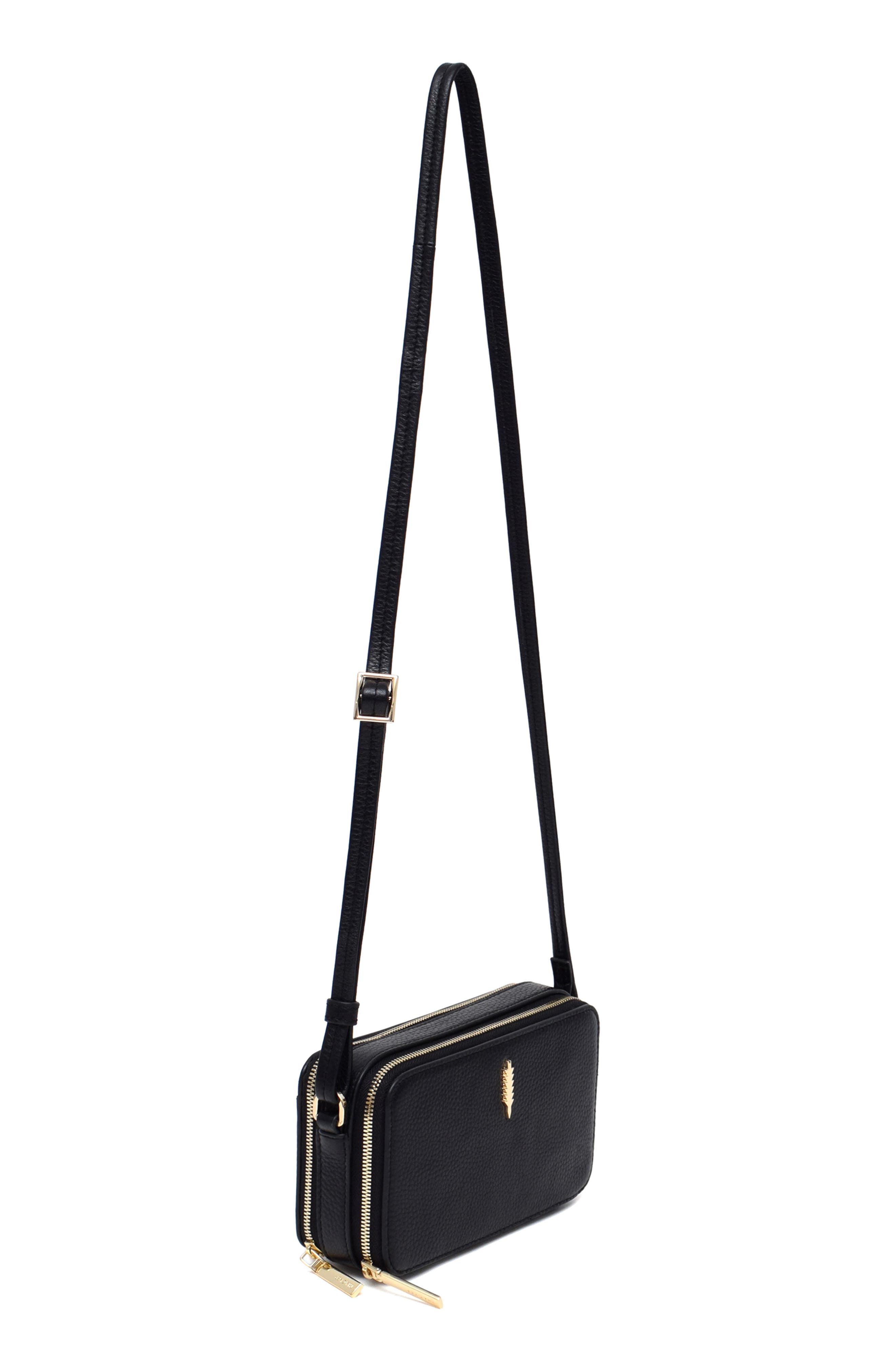 Thacker Riley Leather Crossbody Bag, Alternate, color, Black