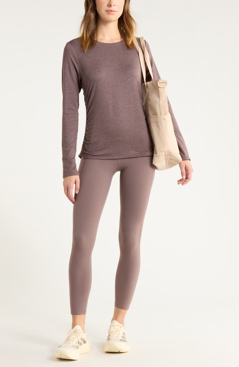 Zella Restore Soft Lite Ruched Long Sleeve T-Shirt, Alternate, color, Grey Plum