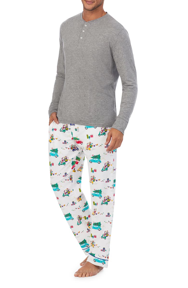 BedHead Pajamas Holiday Print Organic Cotton Henley Pajamas, Alternate, color, 