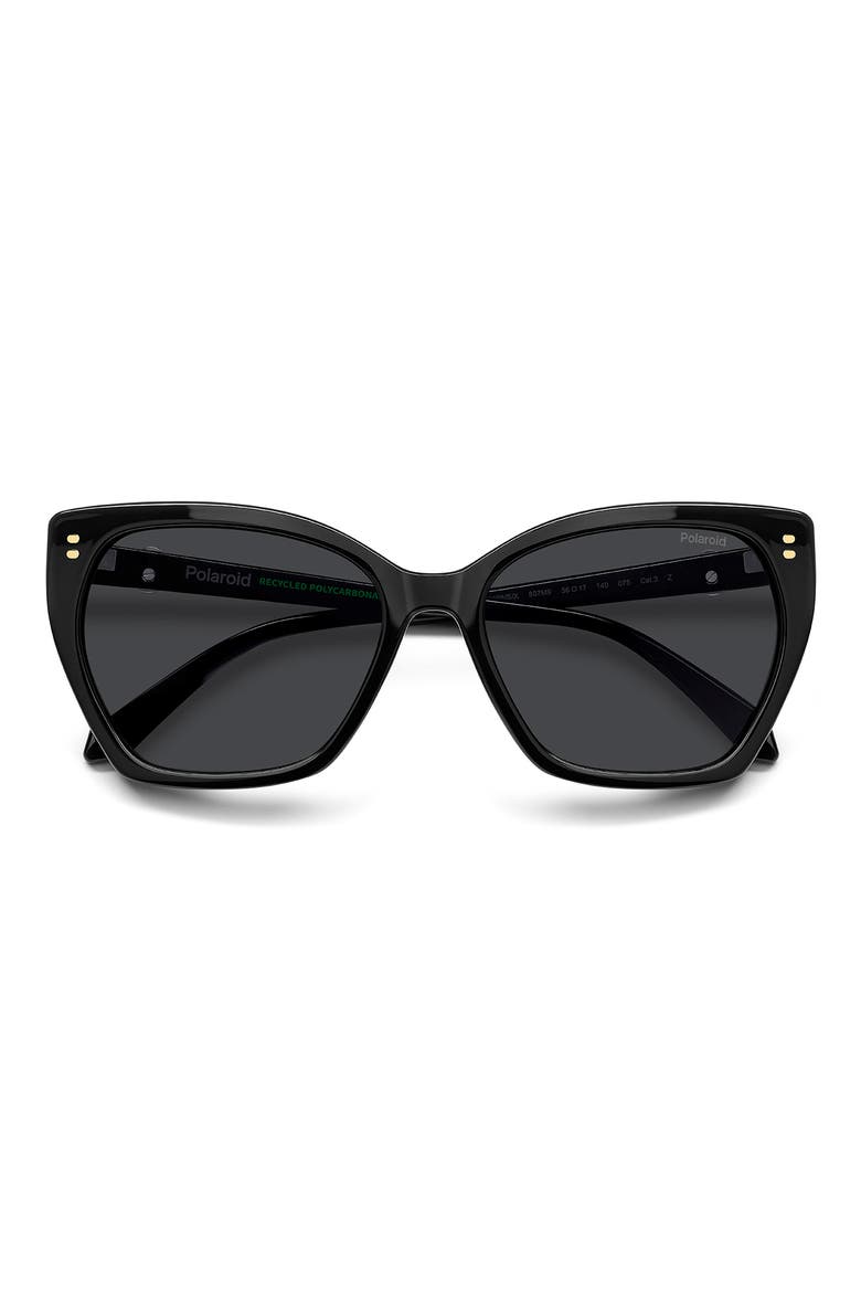 56mm Polarized Butterfly Sunglasses, Alternate, color, BLACK/ GREY
