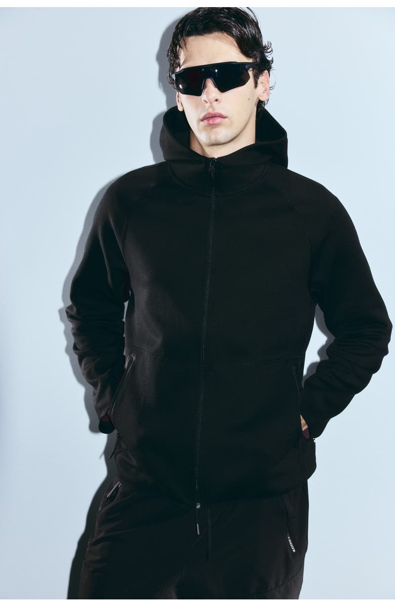 H&M Sports Zip-through Hoodie With Drymove, Alternate, color, Black