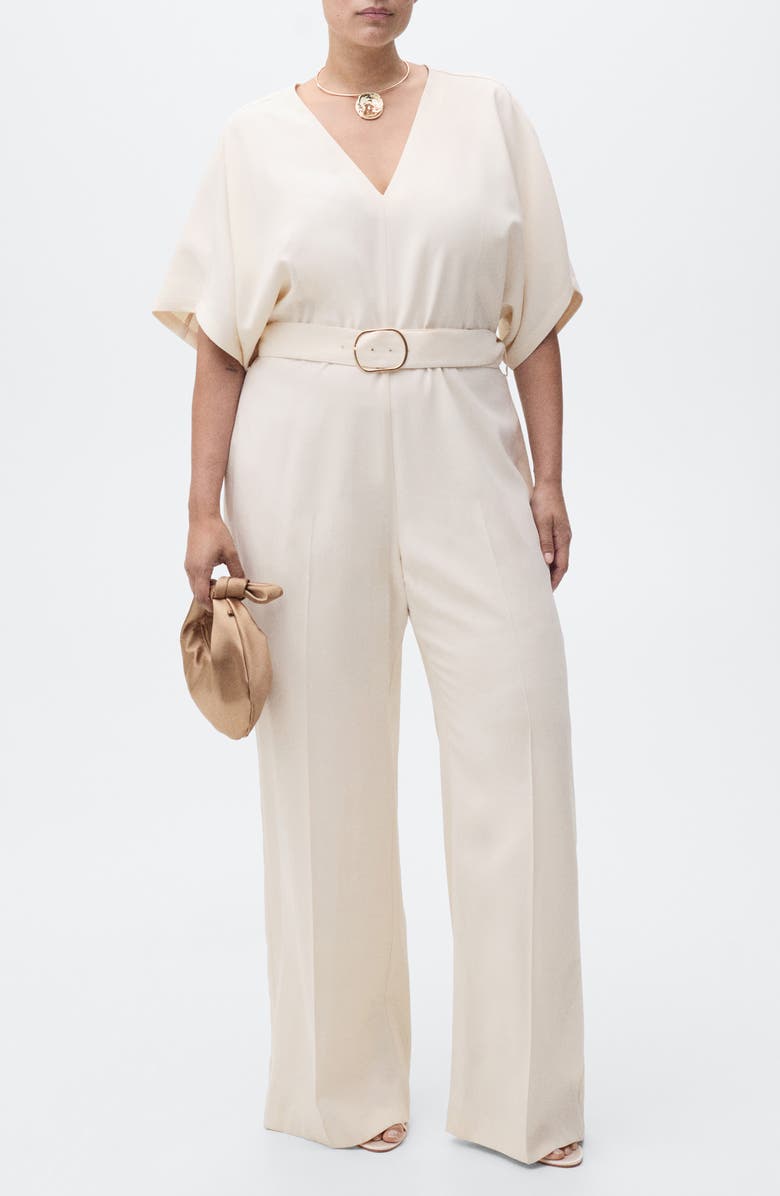 MANGO Belted Jumpsuit, Main, color, 