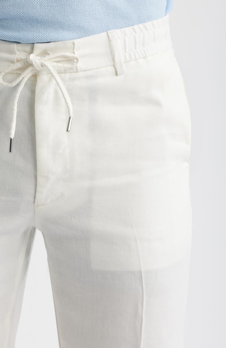 BOSS Kane Linen Blend Drawstring Pants, Alternate, color, White