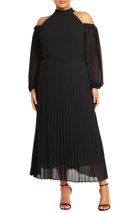 Promise Ruffle Pleated Long Sleeve Maxi Dress