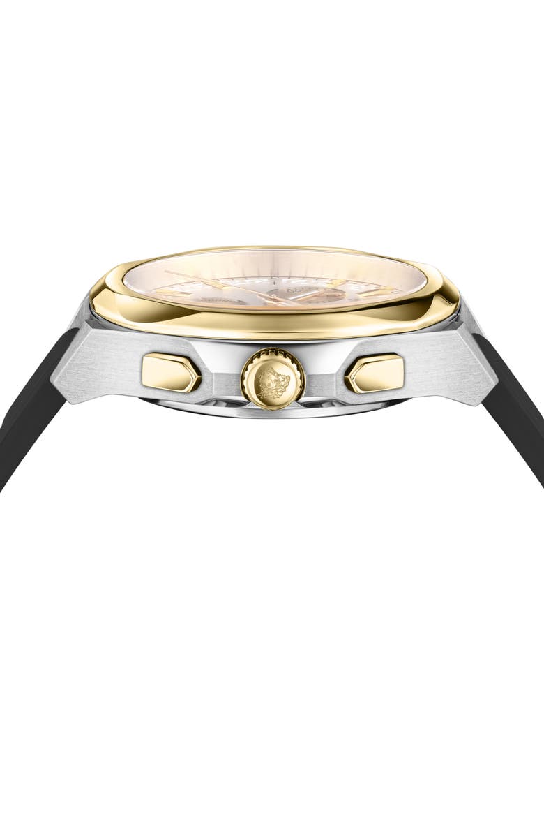 Versace Medusa Chrono Swiss Quartz Leather Strap Watch, 40mm, Alternate, color, Two Tone