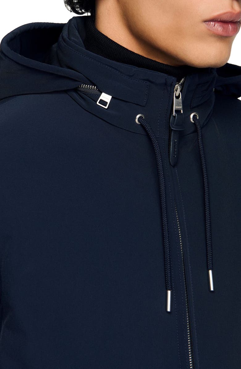 SANDRO Hooded zip-up jacket, Alternate, color, Midnight Blue