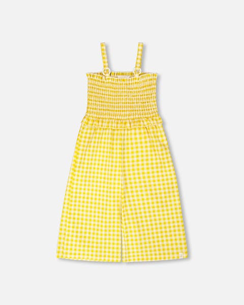 Capri Smocking Gingham Sleeveless Jumpsuit (Toddler, Little Kid & Big Kid)