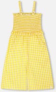 Deux par Deux Capri Smocking Gingham Sleeveless Jumpsuit