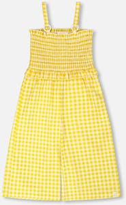 Deux par Deux Capri Smocking Gingham Sleeveless Jumpsuit