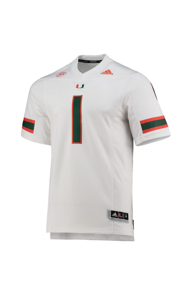 adidas Men's adidas #1 White Miami Hurricanes Team Premier Football Jersey, Alternate, color,