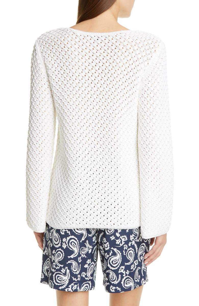 St. John Collection Bell Sleeve Basketweave Knit Sweater, Alternate, color, 