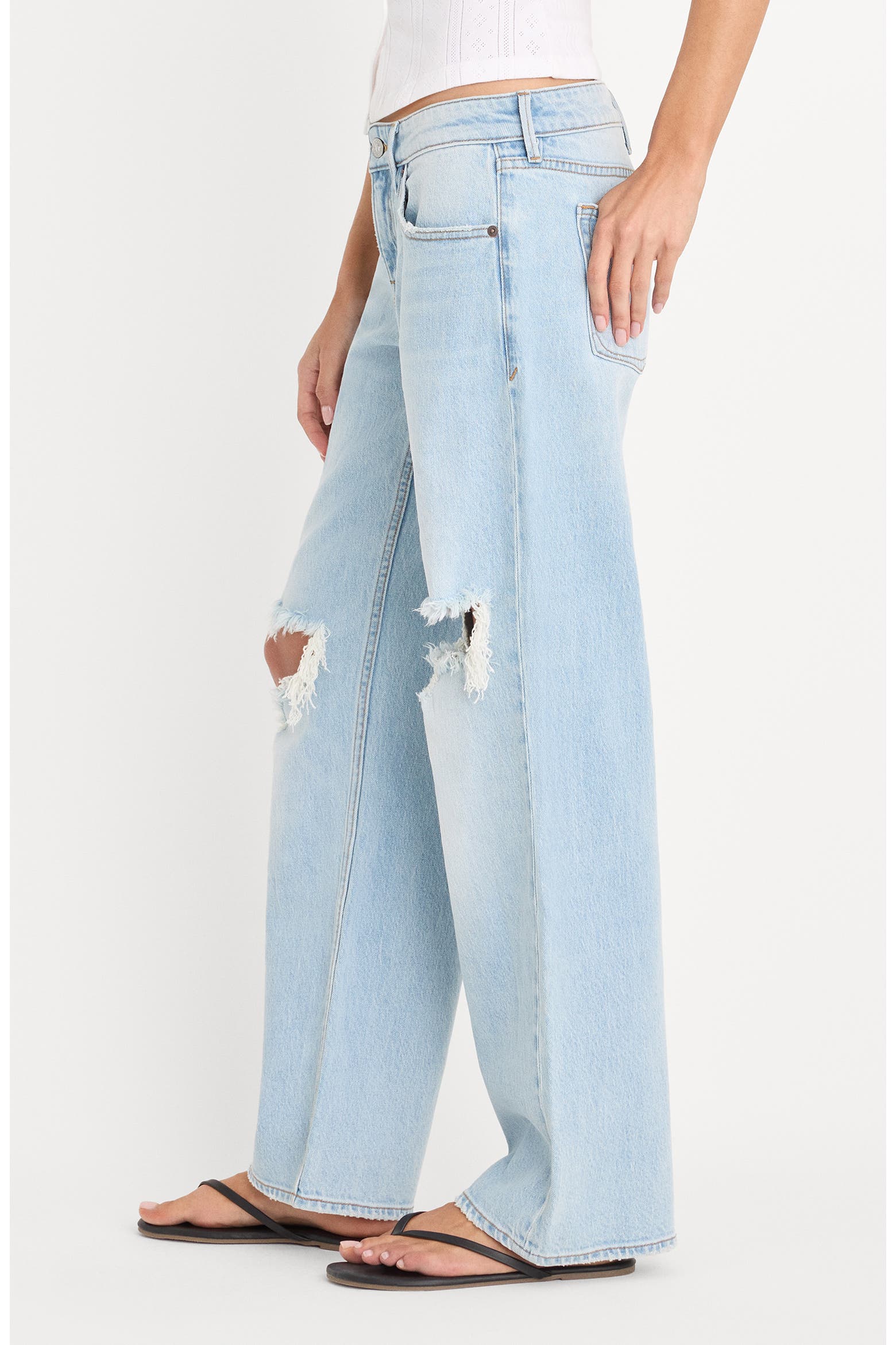 Fitted Ripped Jeans Good American Ripped Low Loose Jeans (Women) | Nordstromrack