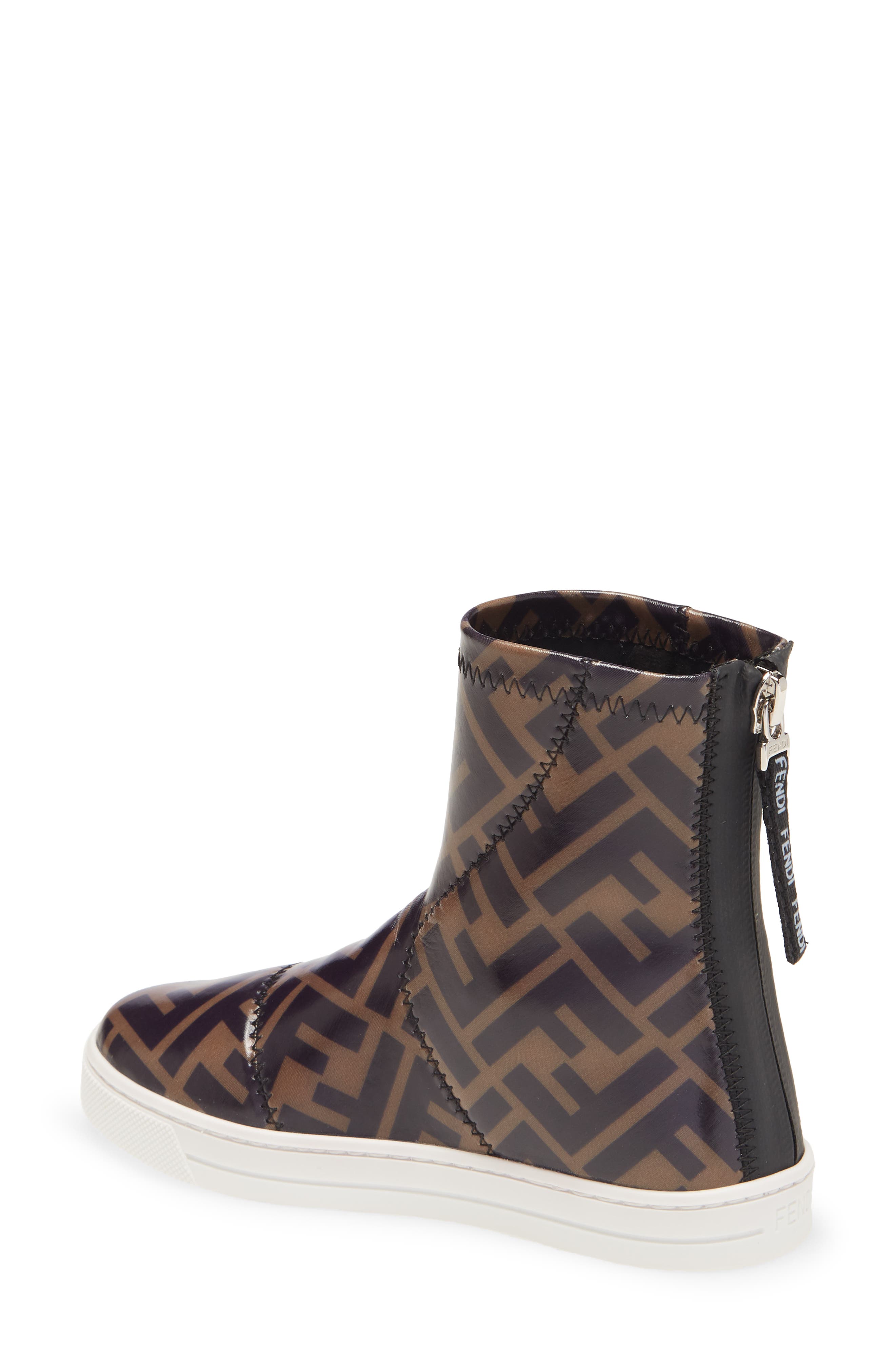 FF Logo Waterproof Rain Boot, Alternate, color, BROWN PRINT