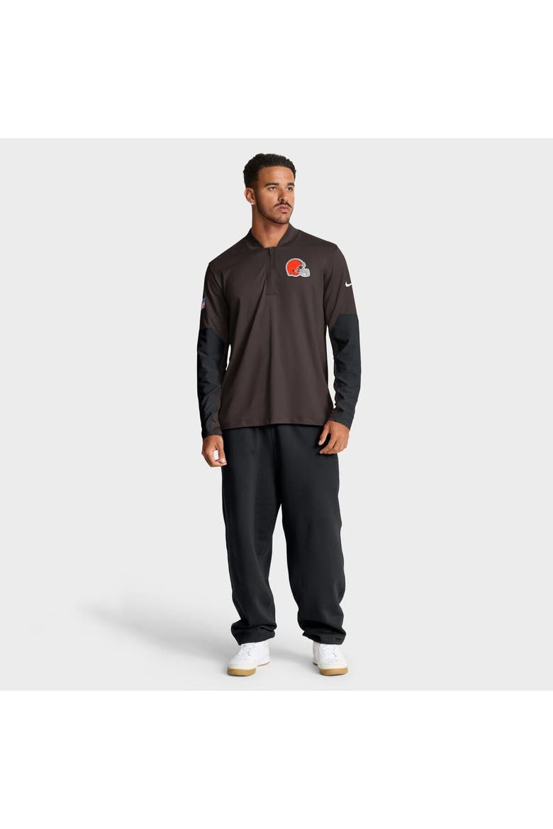 Men's Nike Brown Cleveland Browns Sideline Dri-FIT Half-Zip Pullover, Alternate, color, Brown
