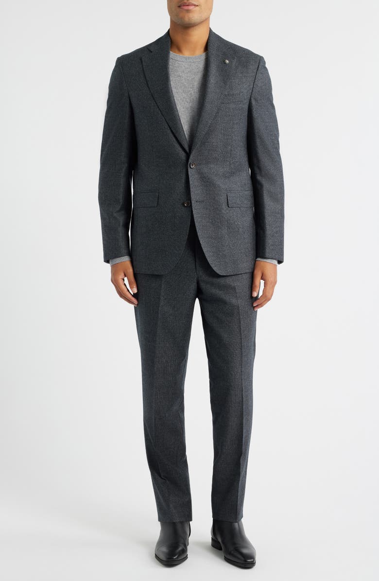 Jack Victor Montana Charcoal Grey Screen Weave Super 110s Wool Suit, Main, color, Charcoal