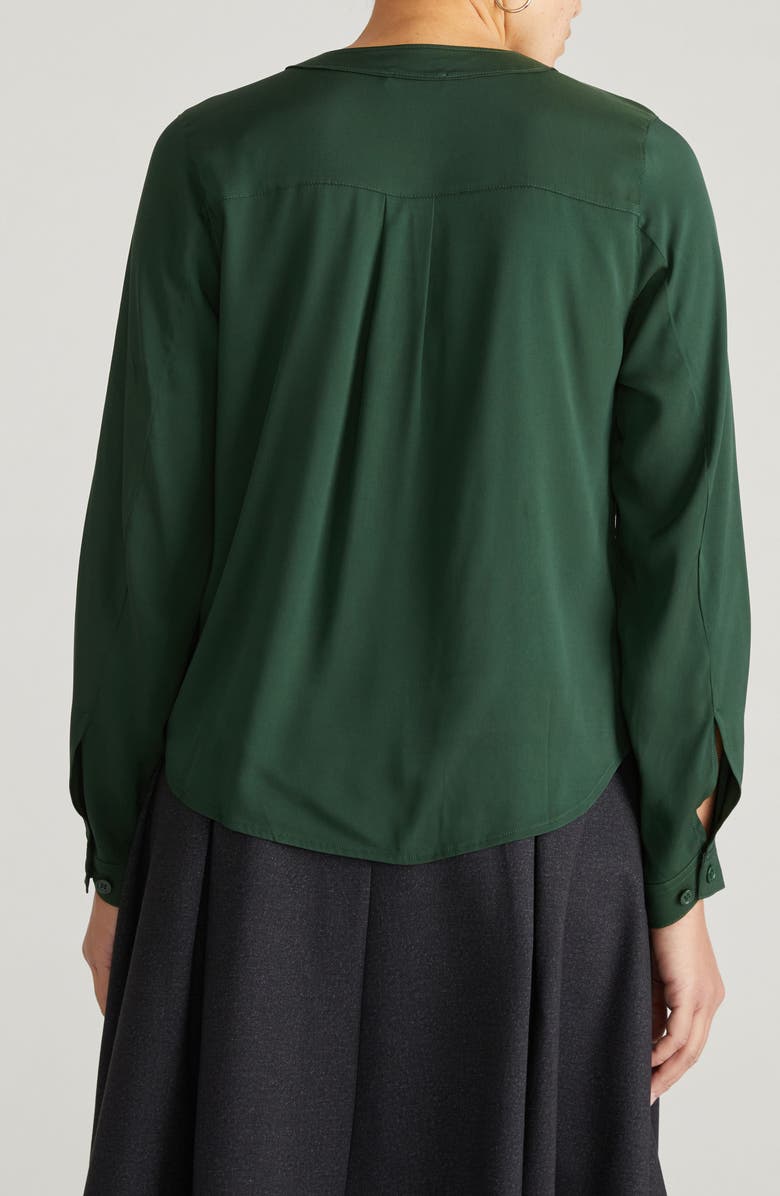 Universal Standard Cooling V-Neck Button-Up Shirt, Alternate, color, Forest Green