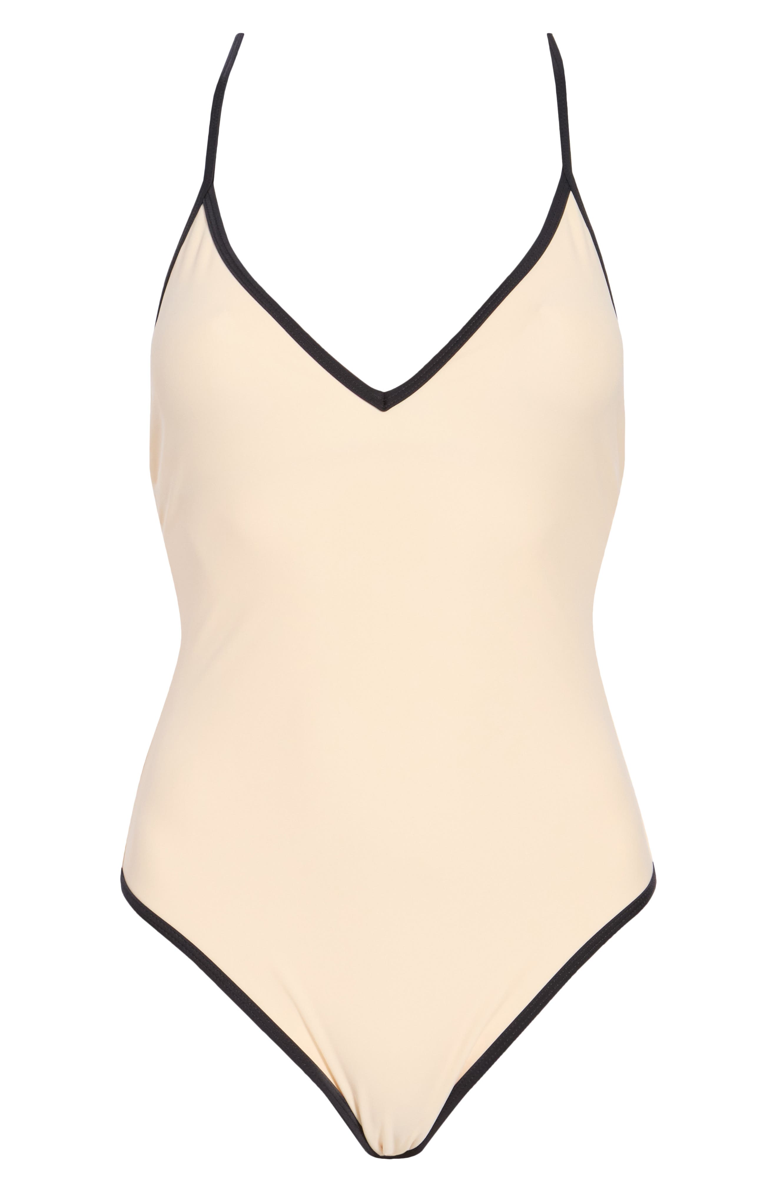 Contrast V-Neck One-Piece Swimsuit