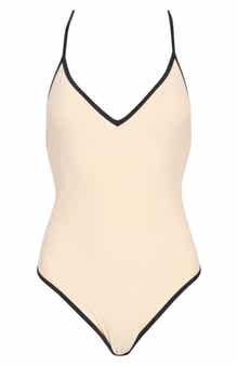 Contrast V-Neck One-Piece Swimsuit