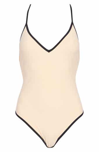 Contrast V-Neck One-Piece Swimsuit