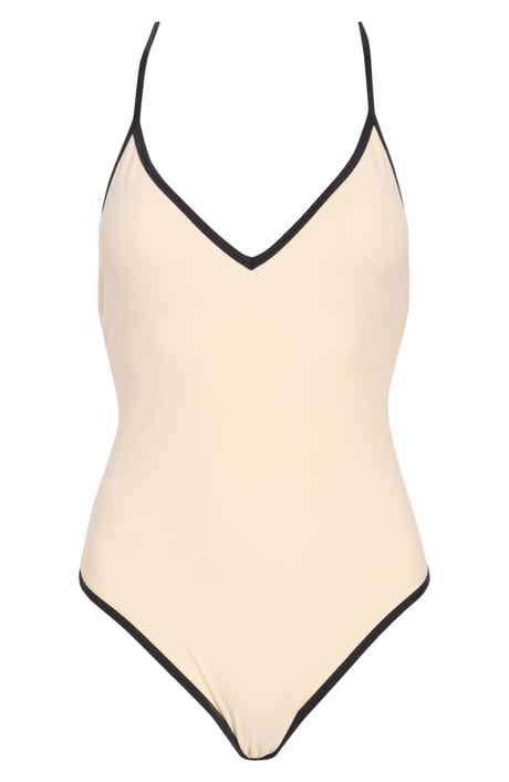 Contrast V-Neck One-Piece Swimsuit