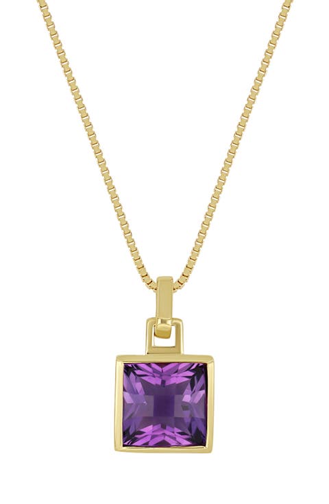 Color 14K Gold Amethyst Pendant Necklace
