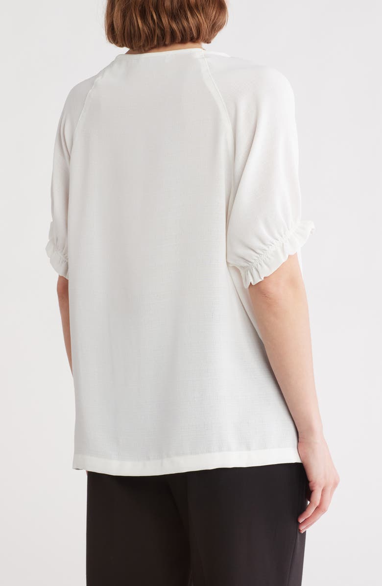 PATRIZIA LUCA Puff Sleeve High-Low Hem Top, Alternate, color, White