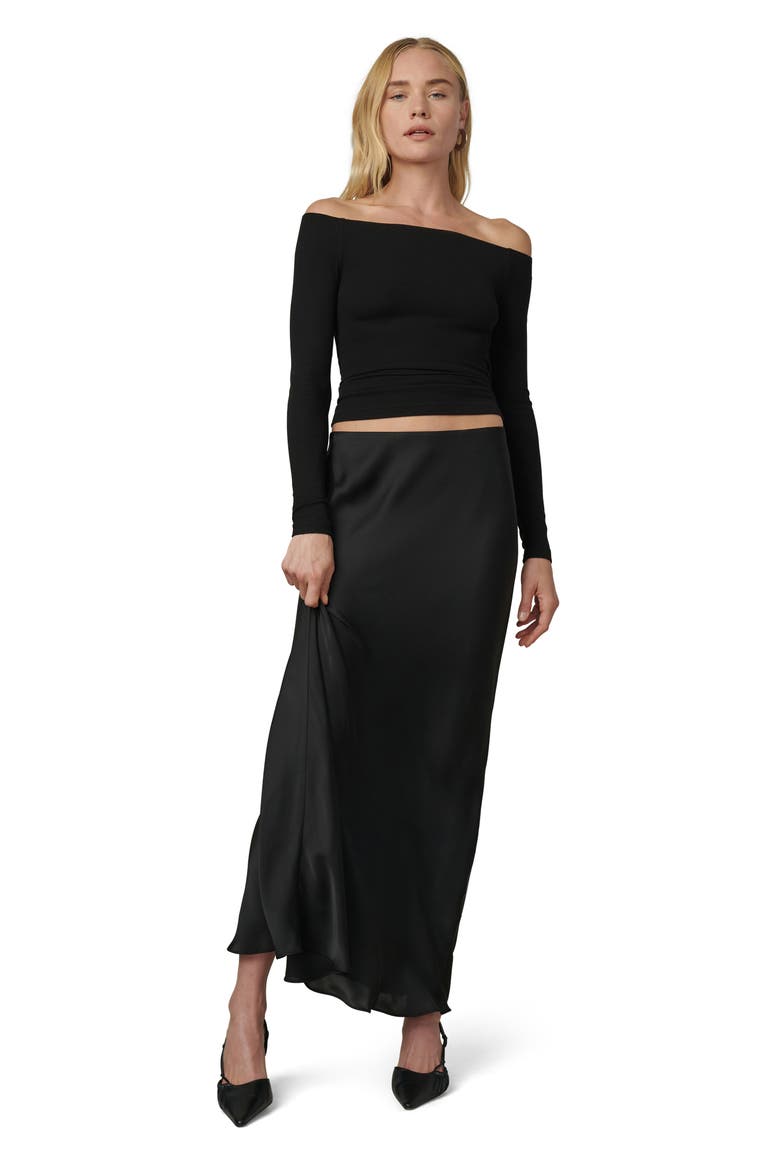 The Devin Off the Shoulder Crop Top, Alternate, color, BLACK