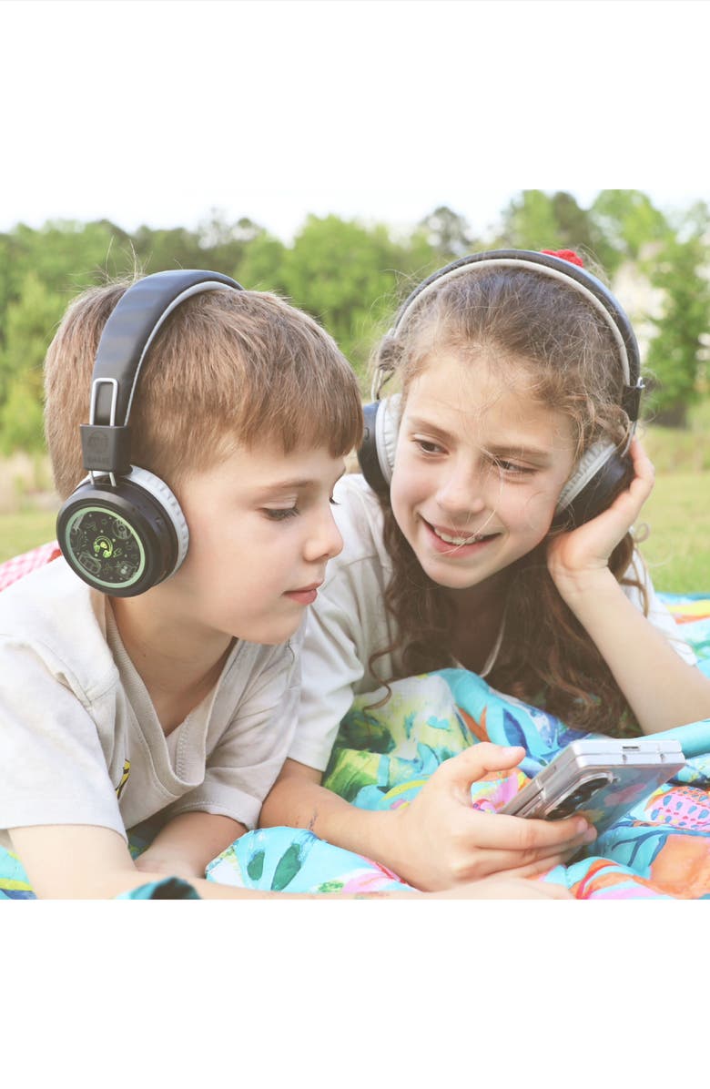 MEE audio KidJamz Share Wireless Headphones for Kids w/ Multipoint Connectivity and LED Lights, Alternate, color, Black/White