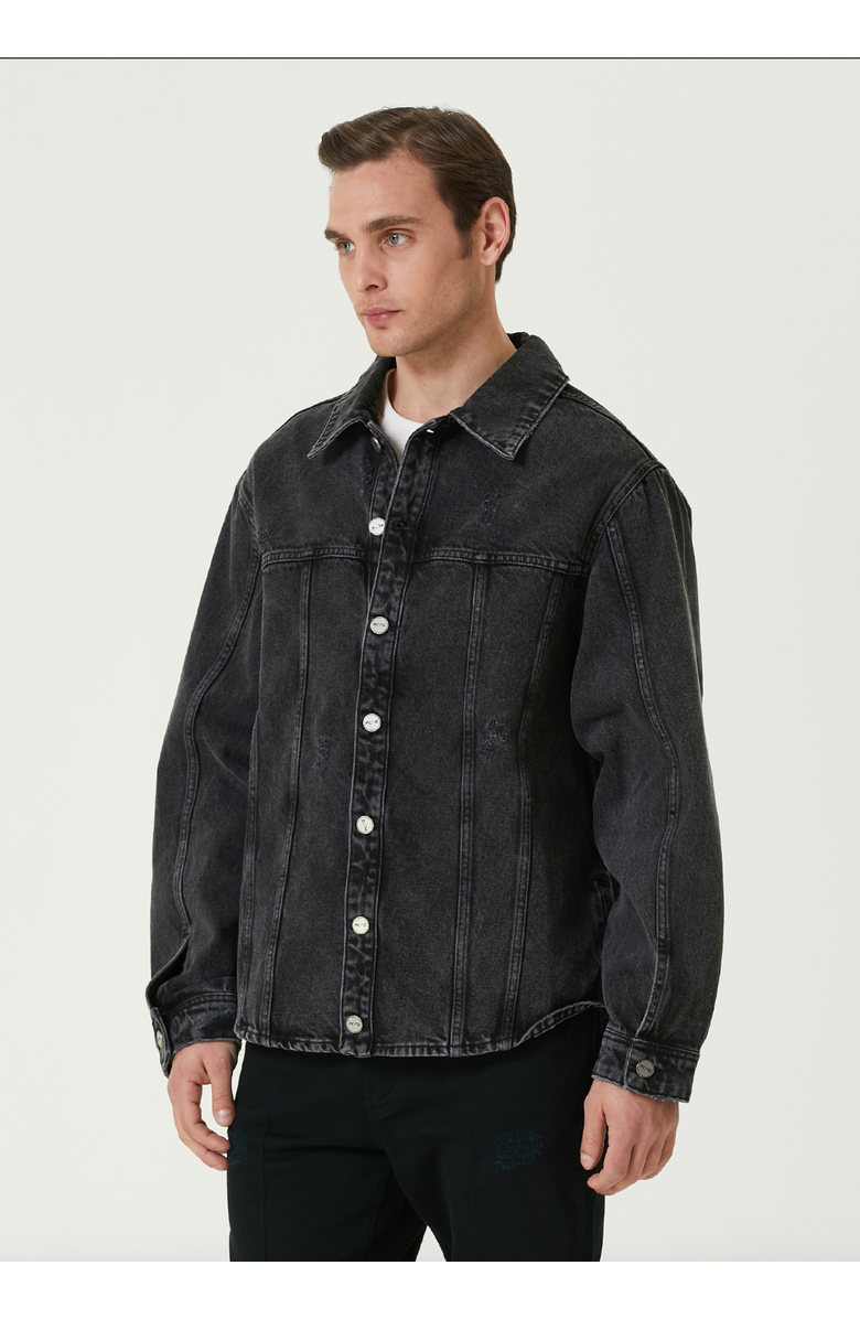 PCFG Pure Cotton Free Heaven Destroyed Denim Jacket, Alternate, color, Black